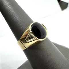 18K 750 Yellow Gold 4.61G Oval Onyx Signet Ring Sz: 7.5!